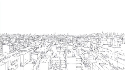 Fototapeta premium Aerial Sketch of Cityscape