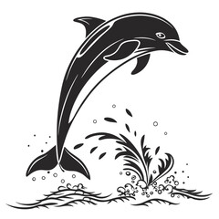 Dolphin vector silhouette black design white background