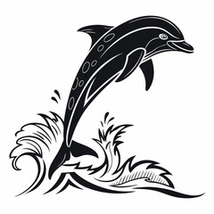 Dolphin vector silhouette black design white background