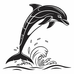 Dolphin vector silhouette black design white background