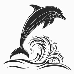 Dolphin vector silhouette black design white background