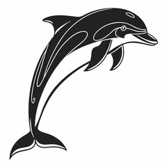 Dolphin vector silhouette black design white background