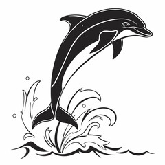 Dolphin vector silhouette black design white background