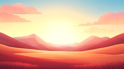 Obraz premium Sunset over idyllic mountain valley.