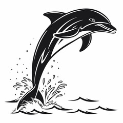 Dolphin vector silhouette black design white background