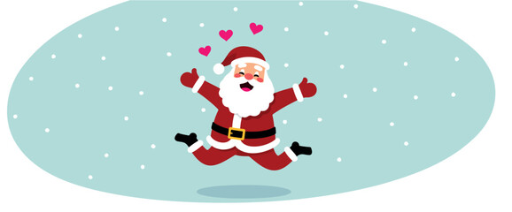 joyful santa claus jumping in snowy scene