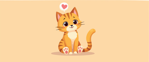 adorable cartoon kitten with heart thought bubble