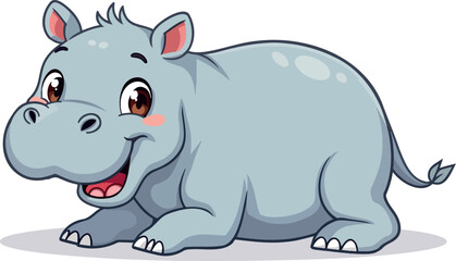 playful cartoon baby hippopotamus