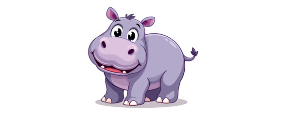cheerful cartoon hippopotamus