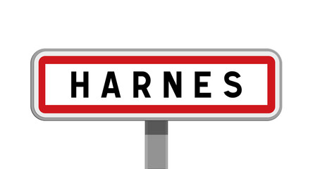 Panneau sur poteau de Harnes, Pas-de-Calais, Hauts-de-France