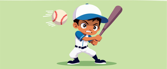 determined young baseball player about to hit a ball