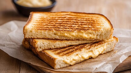 Perfectly Toasted Classic Sandwich on Wooden Board
