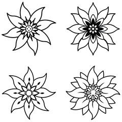 A set of passion flower icon with intricate, layered filaments and 
petals.