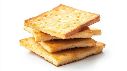 Fototapeta premium Crunchy Toast with Golden Edges on White Background