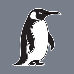 Simple black and white penguin silhouette vector