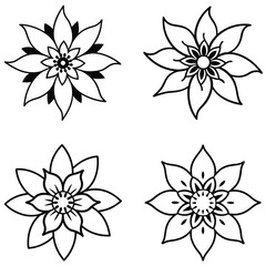 A set of passion flower icon with intricate, layered filaments and 
petals.