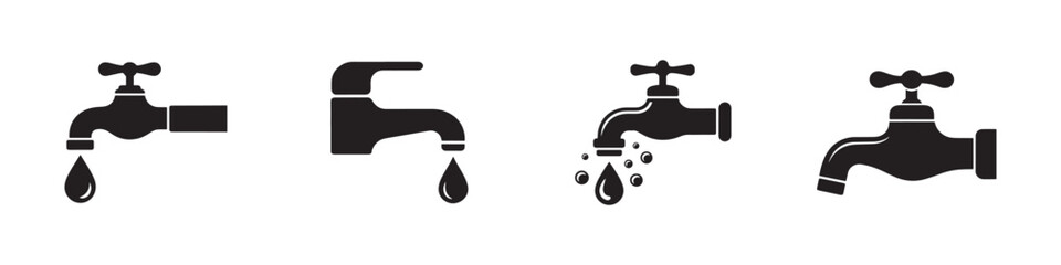 Tap with drop of water icon. Faucet silhouette. Vector file eps 10