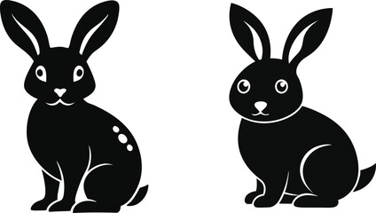 vector illustration of rabbits, rabbits silhouette vector icon on white background.