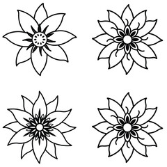 A set of passion flower icon with intricate, layered filaments and 
petals.