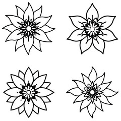 A set of passion flower icon with intricate, layered filaments and 
petals.