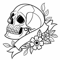 tattoo skull with flowers