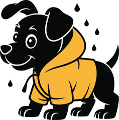 Puppy in a Raincoat vector illustration 