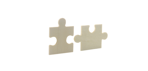 Puzzle pieces interlocking creative workspace image studio close-up problem solving concept