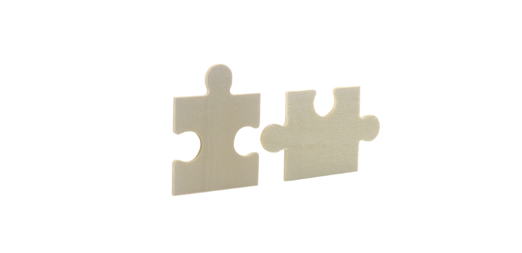 Puzzle pieces interlocking creative workspace image studio close-up problem solving concept