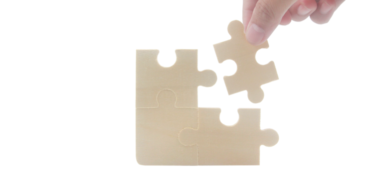 Puzzle assembly action home setting instructional content minimalist environment close-up view problem-solving concept - Powered by Adobe