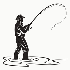 fisher vector silhouette black design white background