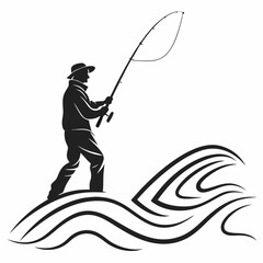 fisher vector silhouette black design white background