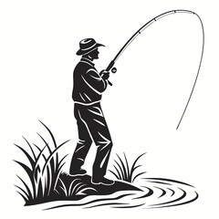fisher vector silhouette black design white background