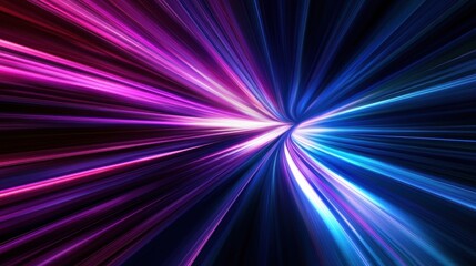 Abstract Motion. Dark Background with Colorful Light Stripes Radiating from the Center