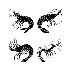 Silhouette of shrimp with a curled body 3