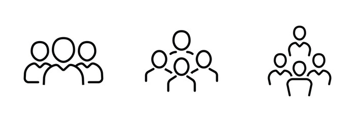 People outline icon set. Teamwork, leadership, group  vector illustration