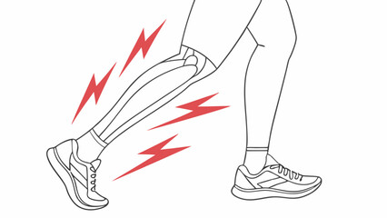 Medical illustration, leg anatomy, shin splints, pain visualization