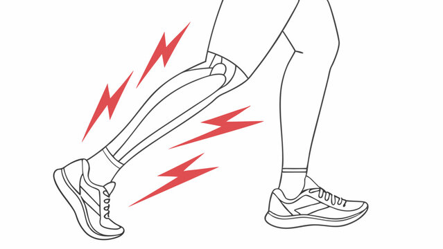 Medical illustration, leg anatomy, shin splints, pain visualization