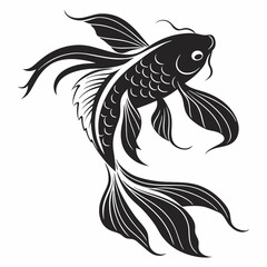 Goldfish vector silhouette black design white background