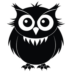 Fototapeta premium Silhouette Vector Illustration Of Cartoon Owl Character With Big Eyes And Talons