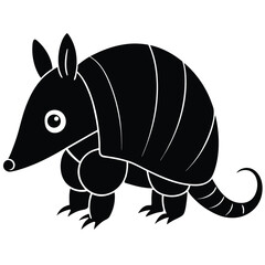 Fototapeta premium Black And White Armadillo Illustration Vector Design Cute Cartoon Animal