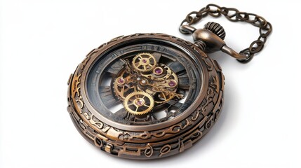 Antique pocket watch with intricate mechanical gears on display beautifully