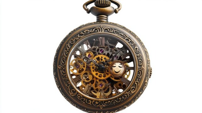 A detailed view of an intricate antique pocket watch mechanism