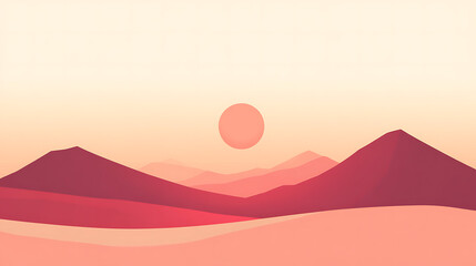 Sunset over minimalist desert landscape.