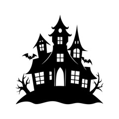 Haunted house silhouette in Halloween