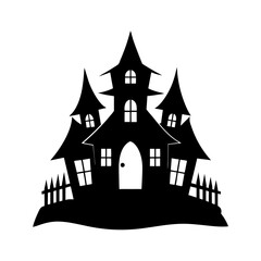 Haunted house silhouette in Halloween