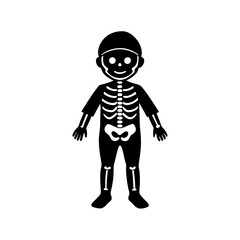 Kid in skeleton costume silhouette