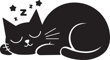 Sleepy Cat silhouette vector illustration 