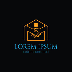 Elegant Luxury Deal Handshake with House Real Estate for Trade Investment Agent Logo Design
