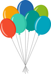 Balloon in flat style. Bunch of balloons for birthday or party, celebrate and carnival. Flying ballon with rope isolated on white background. © Volodymyr2