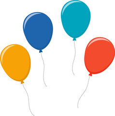 Balloon in flat style. Bunch of balloons for birthday or party, celebrate and carnival. Flying ballon with rope isolated on white background. © Volodymyr2